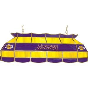Trademark Global NBA Los Angeles Lakers NBA 3 Light Stained Glass Hanging Tiffany Lamp NBA4000 LAL