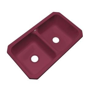 Thermocast Newport Undermount Acrylic 33x19.5x9 in. 0 Hole Double Bowl Kitchen Sink in Loganberry 40067 UM