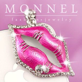 Ip407 Crystal Pink Kiss LIP Anti Dust Plug Cover Charm for Iphone Android 3.5mm Cell Phones & Accessories