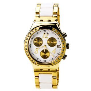 Swatch Irony Dreamwhite Yellow Chronograph Gold Tone Steel Ladies Watch YCG407G Swatch Watches