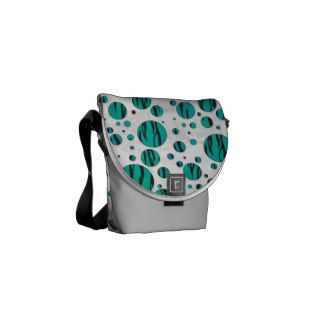 Tiger Black and Teal Print Courier Bags