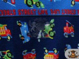Fleece Printed STREET LIFE BLUE Fabric / 58'' wide / Sold by the yard NL 409