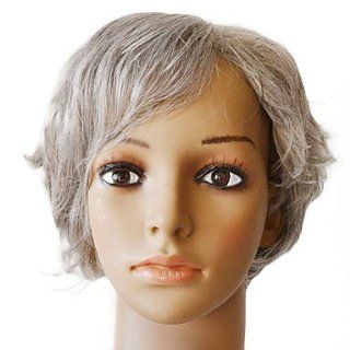 100% Indian Remy Hair Lace Front Silky Straight Short Grey Wig Health & Personal Care
