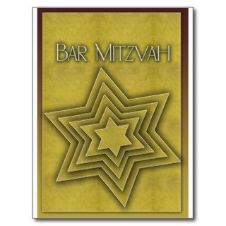 Gold Bar Mitzvah / Star of David Postcard