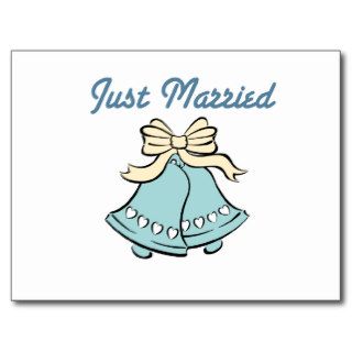 JUST MARRIED WEDDING BELLS POSTCARD