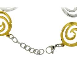 Two tone Stainless Steel Cutout Swirl Link Bracelet Moise Stainless Steel Bracelets