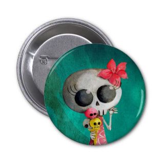 Little Miss Death with Halloween Ice Cream Pinback Buttons