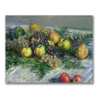 Claude Monet 'Still Life with Pears and Grapes' Canvas Art Trademark Fine Art Canvas
