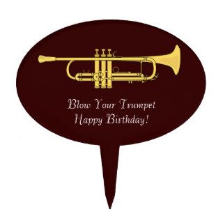 Golden Trumpet Music Birthday Blow Your Own Cake Pick