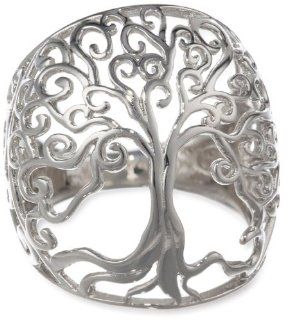 Sajen Sterling Silver Polished Dome Tree of Life Ring Jewelry