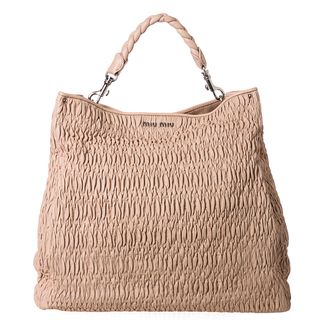 Miu Miu 'Cloquet' Nappa Leather Ruched Tote Bag Miu Miu Designer Handbags