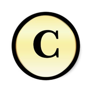 C   Letter C Initial Black and Gold Stickers