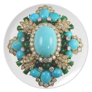 Vintage Turquoise Costume Jewelry Plastic Picnic Party Plate