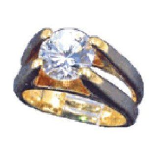 W 508 Ladies Solitaire Brilliant Round 2 Carat Stone Ring with Cubic Zirconia 14 Kt Gold Electroplate (Available In Sizes 4 to 10) Lifetime Guarantee Jewelry