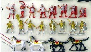Roman SPQR Warriors Figure Playset (16 Warriors w/Shields, 4 Horses & Weapons) (Bagged) 1 32 BMC Toys & Games