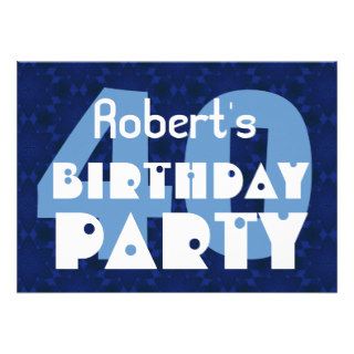 Modern 40th Birthday Party Blue Pattern For Him Invites