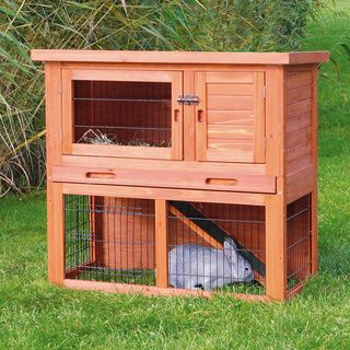 Trixie Glazed Pine Sloped Roof Rabbit Hutch Trixie Other Pet Houses