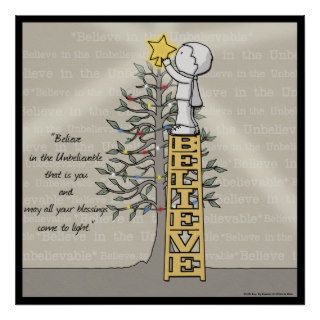 Believe Ladder  Christmas Tree Print