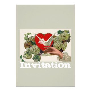 Valentine Message With Heart And Dove Personalised Invite