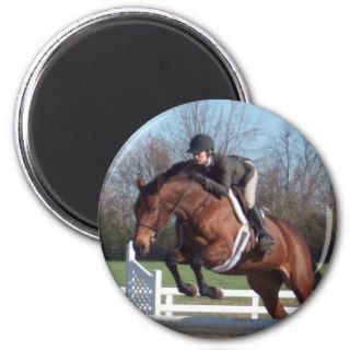 Horses and Show Jumping Round Magnet