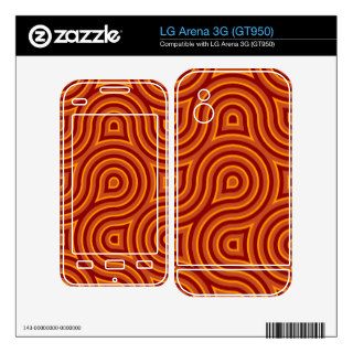 Funky Retro Orange Circular Swirl Abstract Art Skins For The LG Arena 3G