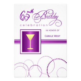 65th Birthday Party Invitations   with Monogram