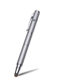 YooMee 3 in 1 Silver Fibermesh Capacitive Touchscreen Stylus with Laser Pointer and Ballpoint Pen (Silver) Cell Phones & Accessories