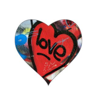 red painted heart love graffiti heart stickers
