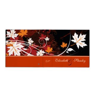 Fall leaves orange red white brown wedding planner 3 ring binder