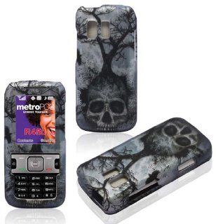 2D Tree Skull Samsung Straight Talk R451c, TracFone SCH R451c, Messenger R450 Cricket, MetroPCS Case Cover Hard Snap on Rubberized Touch Phone Cover Case Faceplates Cell Phones & Accessories