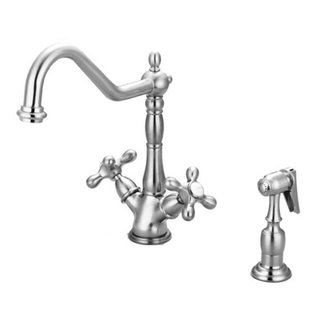 Artisan Two handle Shepherd's Hook Kitchen Faucet with Sidespray Artisan Kitchen Faucets