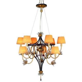 Eurofase Festina Collection 9 Light 226 1/2 in. Hanging Gold Leaf and Ebony Chandelier 17502 016