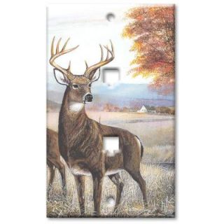 Art Plates White Tail Deer   Double Phone Jack Wall Plate DPH 315
