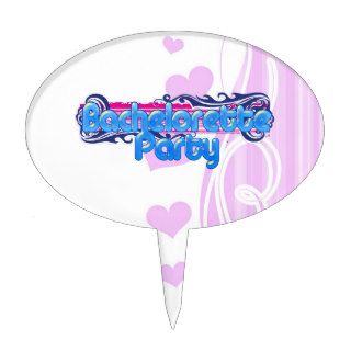 blue pink bachelorette wedding bridal shower party cake toppers