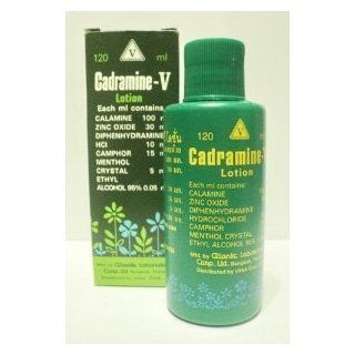 Cadramine V Lotion Relief of Pruritus, Insectbites, Urticaria, Eczema, Prurigo, Prickly Heat and Diaper Rash 120 ml. 