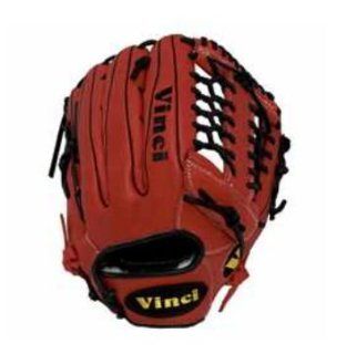 Vinci Co. AB1974 L Red LHT Baseball Glove   12.75 inch Red Fielders Glove Reinforced Net T Web, Left handed thrower  Baseball Mitts  Sports & Outdoors