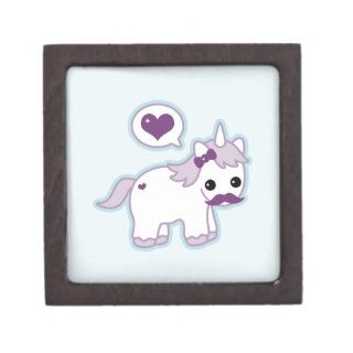 Cute Mustache Unicorn Premium Keepsake Boxes