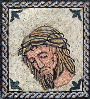 28x32" Jesus Christ Crown Marble Mosaic Icon Wall Art