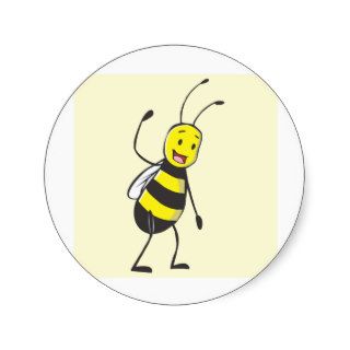 Bee Shirt  Custom Bee Waving Hand Come Round Stickers