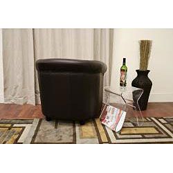 Norris Curved Brown Bi cast Leather Club Chair Chairs
