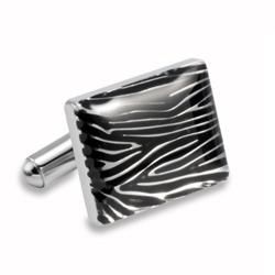 West Coast Jewelry Stainless Steel Black Resin Zebra Print Cuff Links West Coast Jewelry Cuff Links