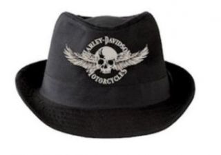 Harley Davidson Men's Black Fedora Hat, 1 1/2'' Brim. HD 437 Clothing
