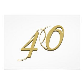 Gold 40th Birthday Gifts Personalized Invite