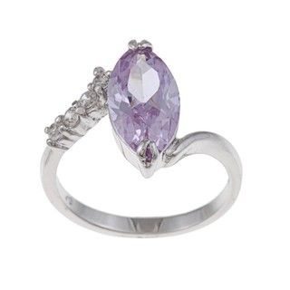 White Gold Overlay Purple and White Cubic Zirconia Cocktail Ring Cubic Zirconia Rings