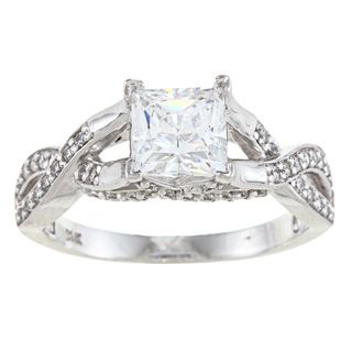 Alyssa Jewels 14k White Gold 2 1/2ct TGW Clear Cubic Zirconia Engagement style Ring Alyssa Jewels Cubic Zirconia Rings