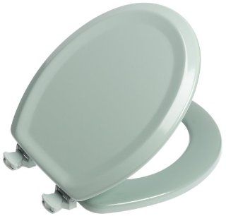 Mayfair 25EC 455 Designer Series Traditional Wood Toilet Seat with Easy Clean Hinges, Round, Seafoam    