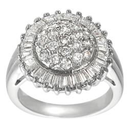 Journee Collection Silvertone Baguette  and Round cut CZ Ring Journee Collection Cubic Zirconia Rings