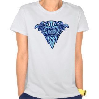 Tribal/Celtic Tattoo like Glowing Blue Heart Tee Shirt