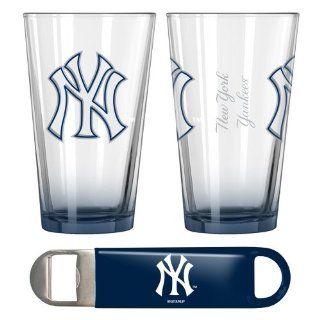 New York Yankees Elite Pint Glasses & Beer Opener Set  MLB Yankees Gift Set  Other Products  