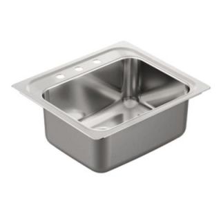 MOEN 1800 Series Drop in Stainless Steel 25x22x7.25 3 Hole Single Bowl Kitchen Sink G181973